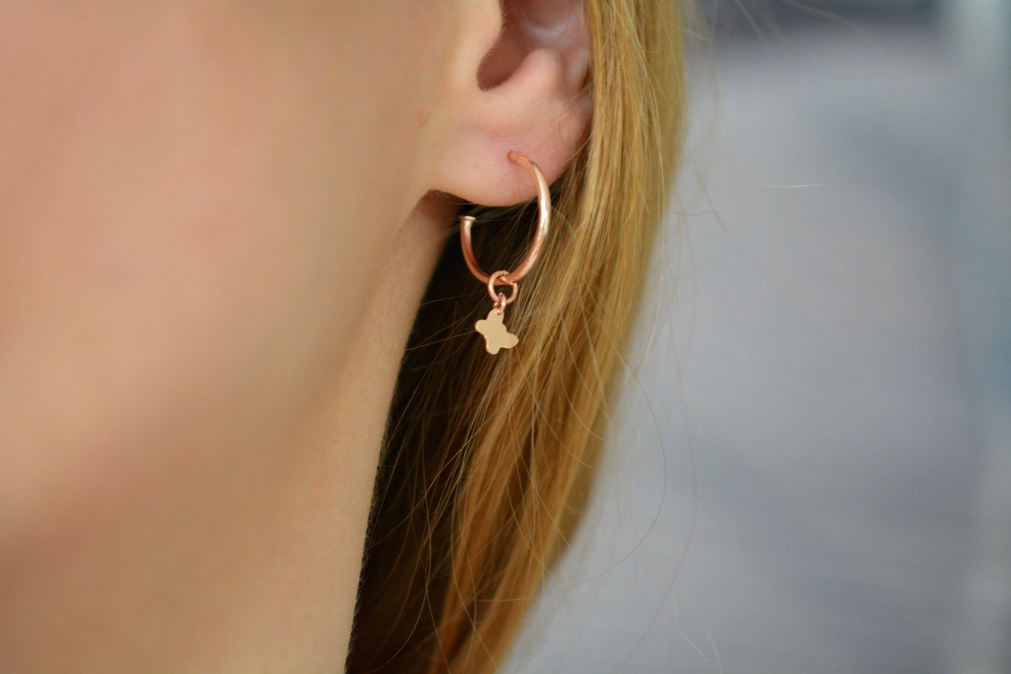Creole roségold einzeln mit Anhänger personalisiert aus 925 Sterling Silber rosé vergoldet