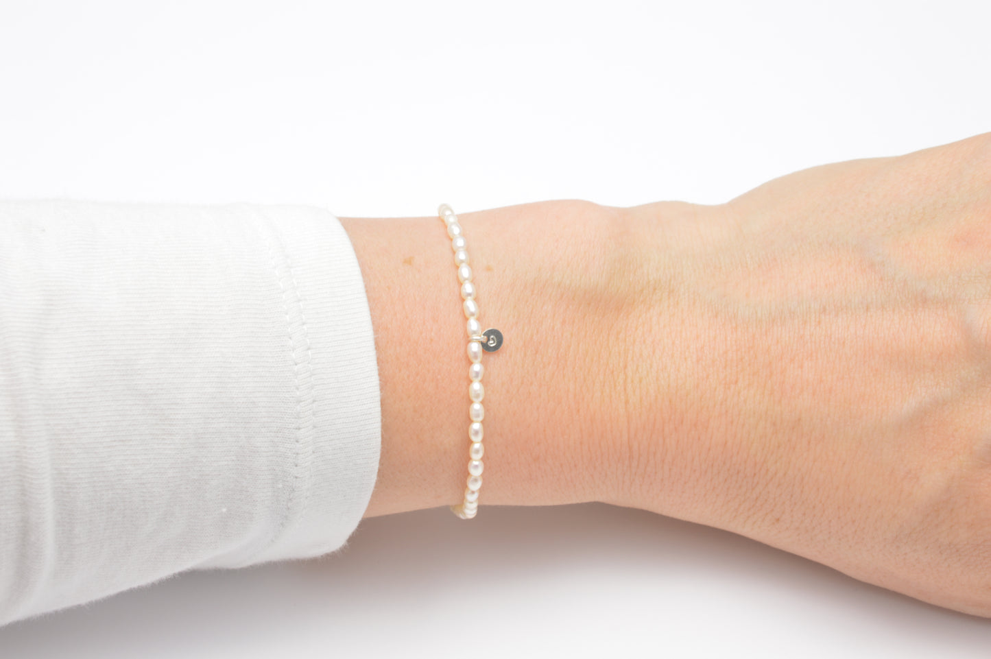 Armband mini Perlen mit mini Anhänger aus 925 Sterling Silber