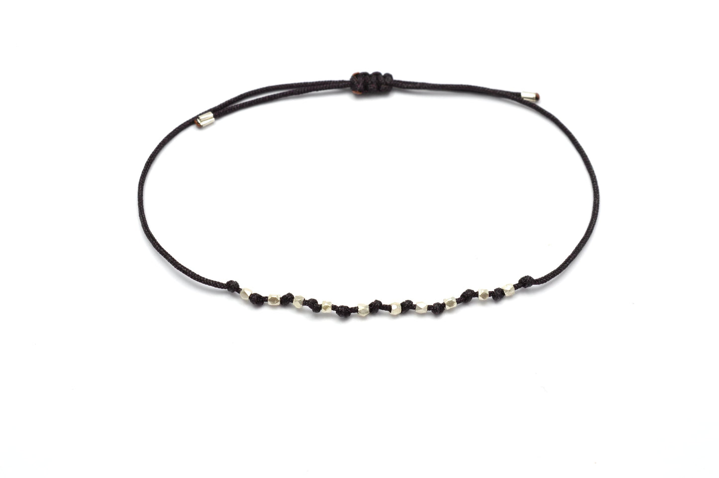 Männer Armband schwarz mit facettierte Silberperlen