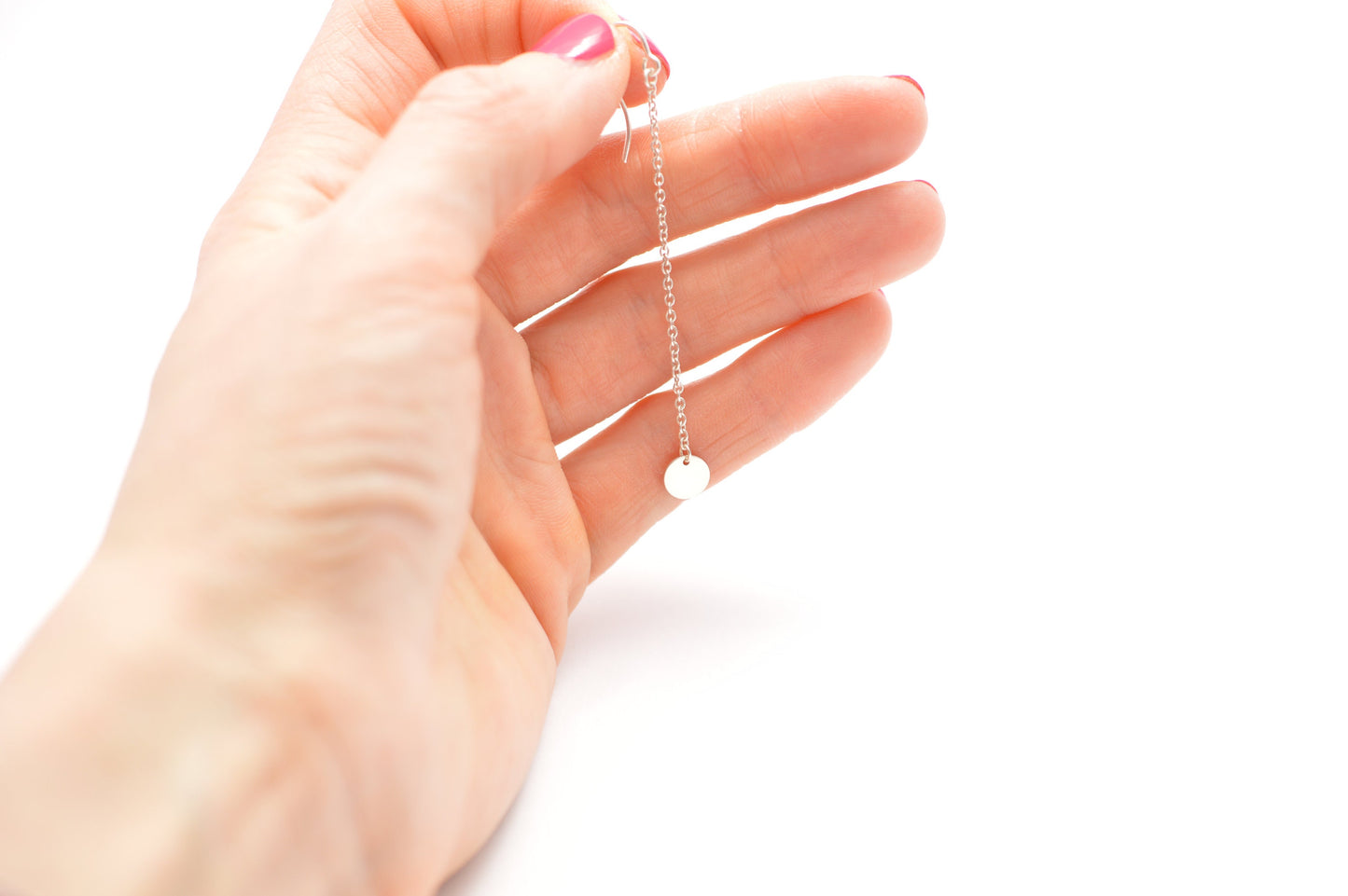 Ohrringe Plättchen an Kettchen 925 Silber personalisiert
