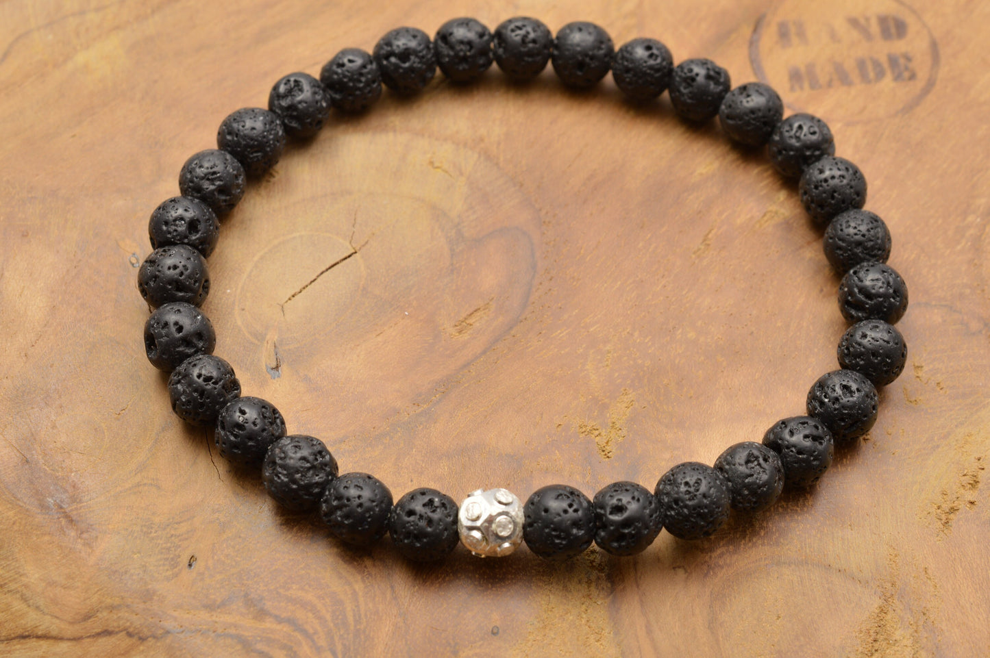 Männer Herren Armband 925 Sterling Silber Lavaperlen