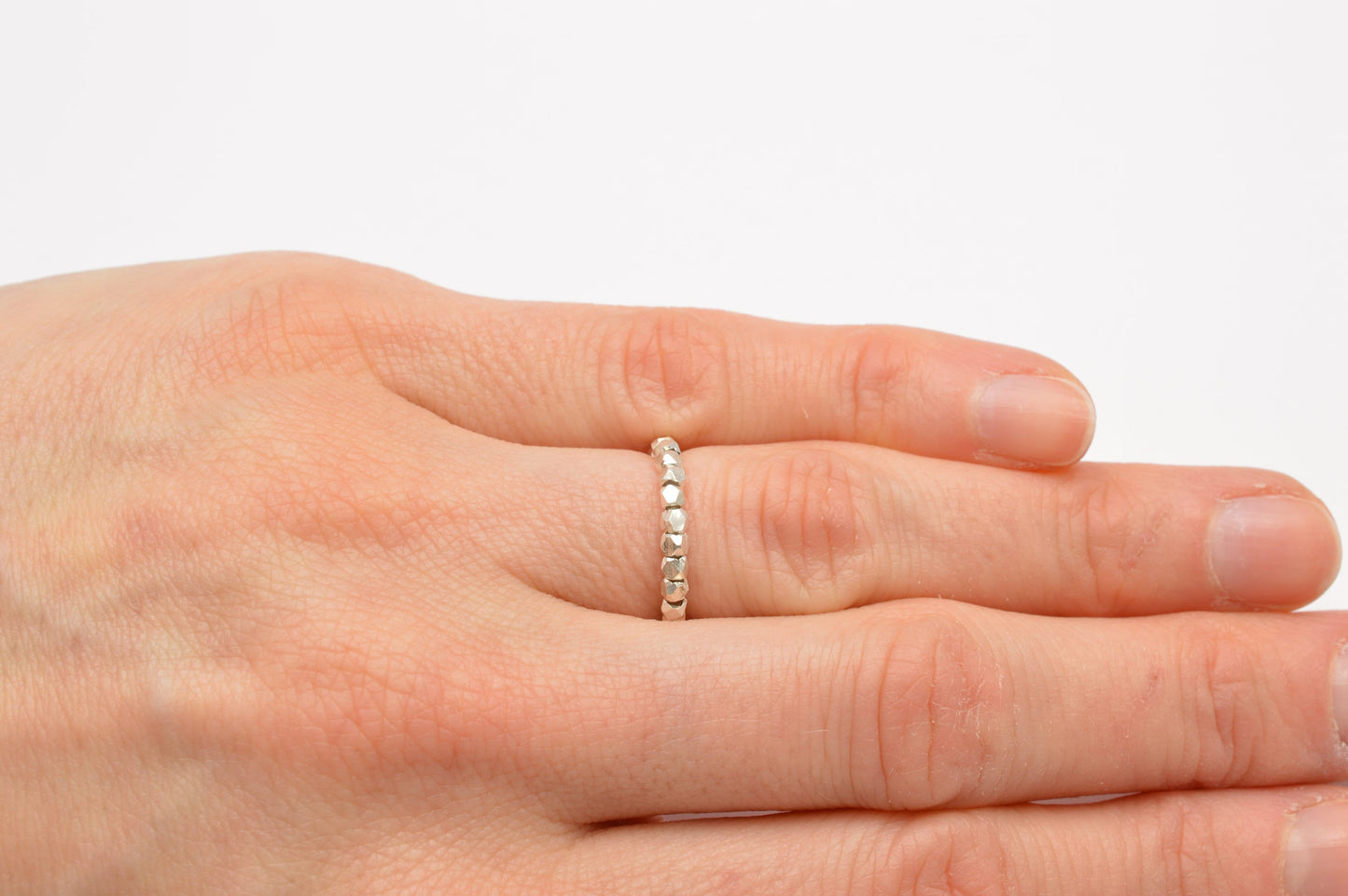 Ring Silberperlen facettiert 925 Sterling Silber