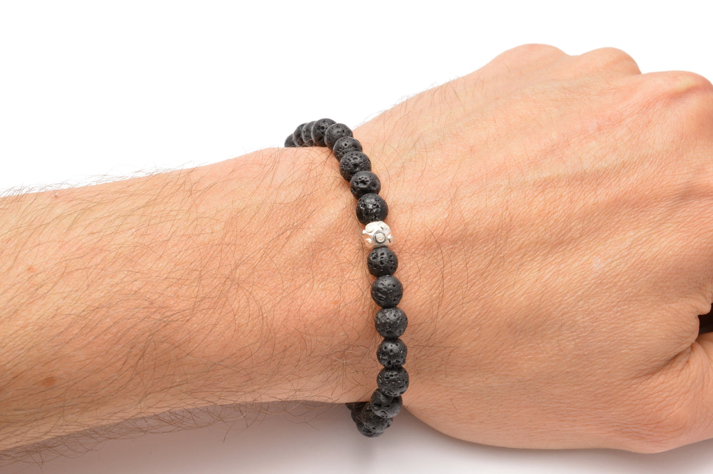 Männer Herren Armband 925 Sterling Silber Lavaperlen