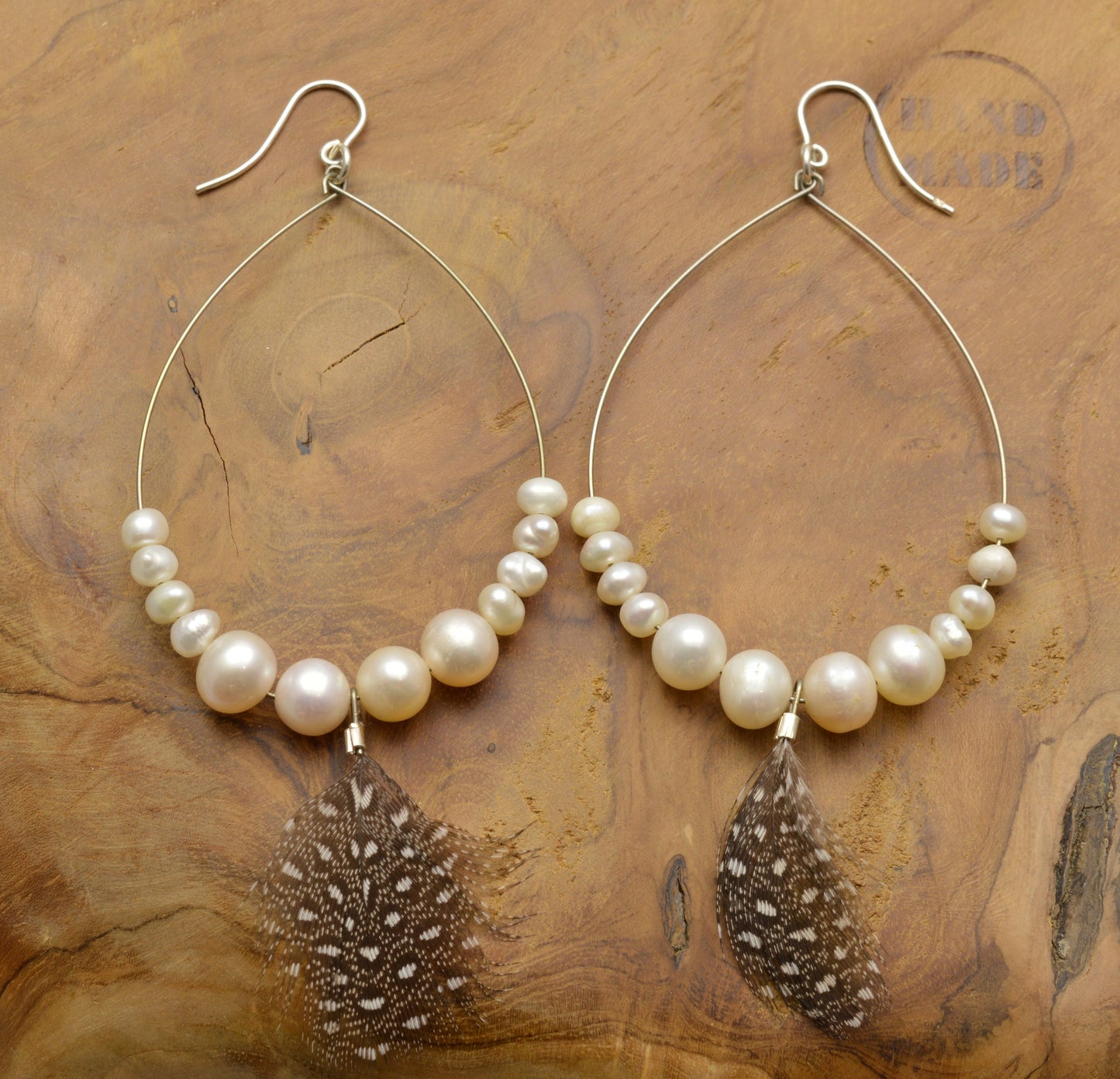 Boho Ohrringe 925 Sterling Silber mit Perlen und Feder Brautschmuck