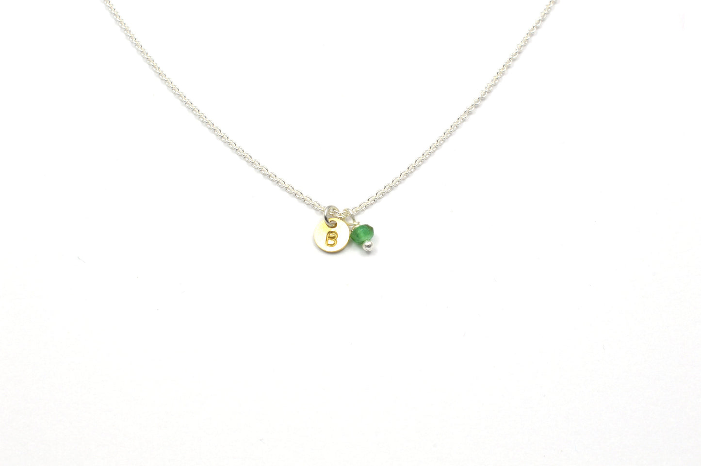 Kette mit Geburtsstein und Plättchen personalisiert