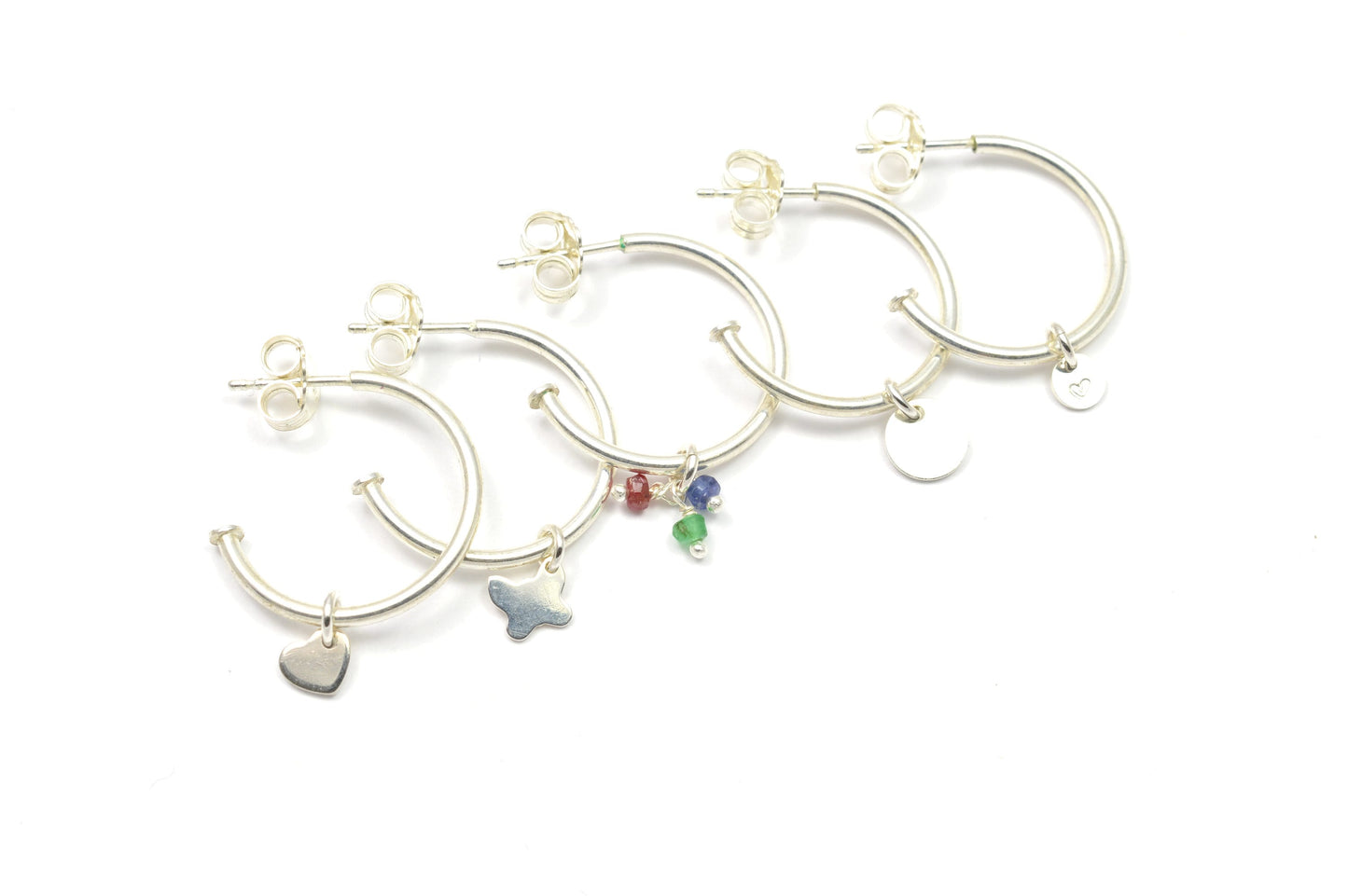 Creole einzeln mit Anhänger personalisiert aus 925 Sterling Silber