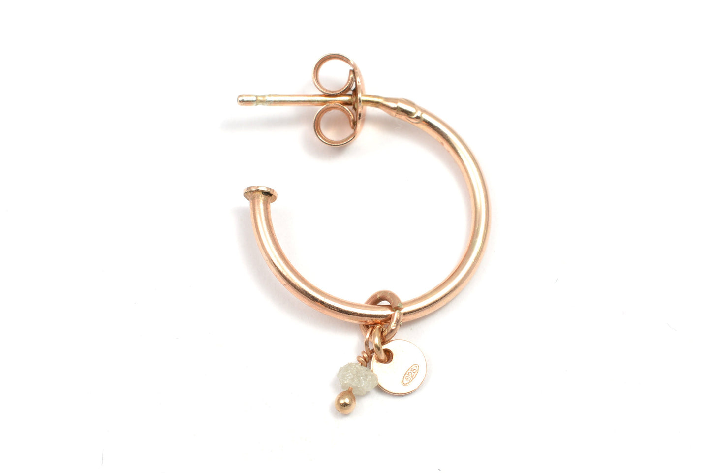 Creole roségold einzeln mit Anhänger personalisiert aus 925 Sterling Silber rosé vergoldet