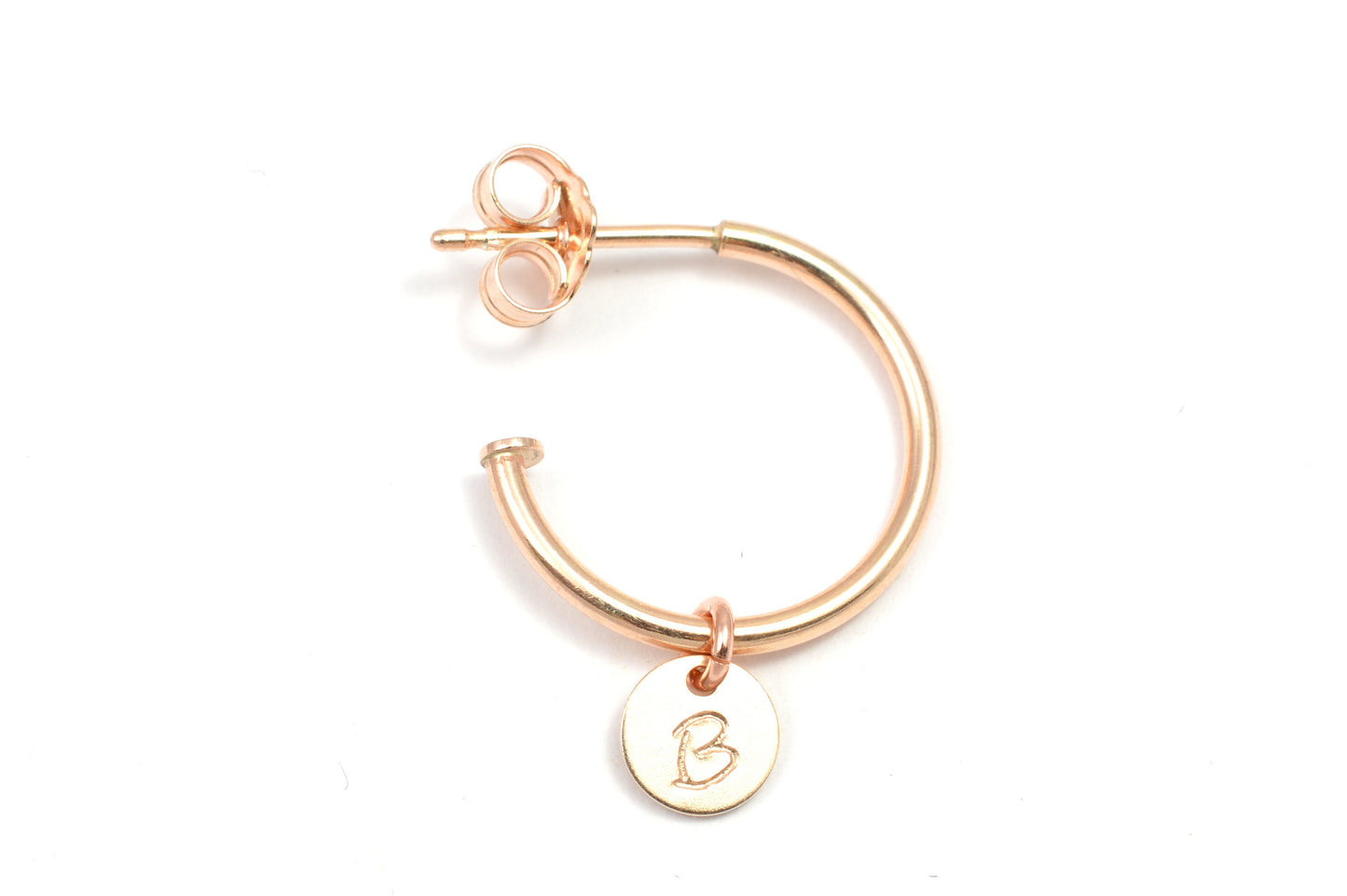 Creole roségold einzeln mit Anhänger personalisiert aus 925 Sterling Silber rosé vergoldet