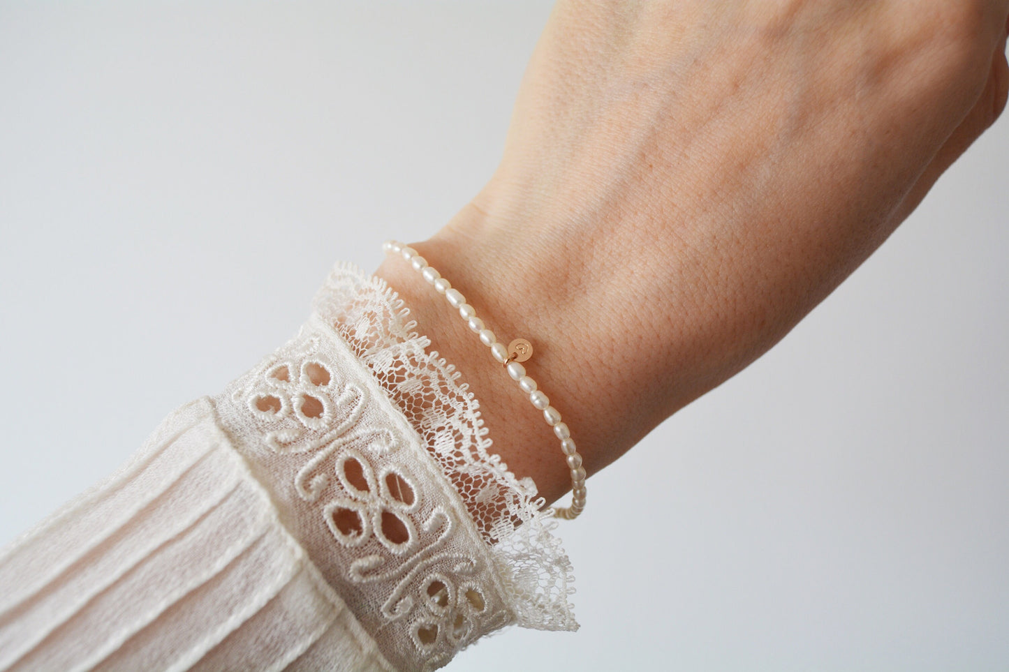 Armband mini Perlen mit mini Anhänger aus 925 Sterling Silber