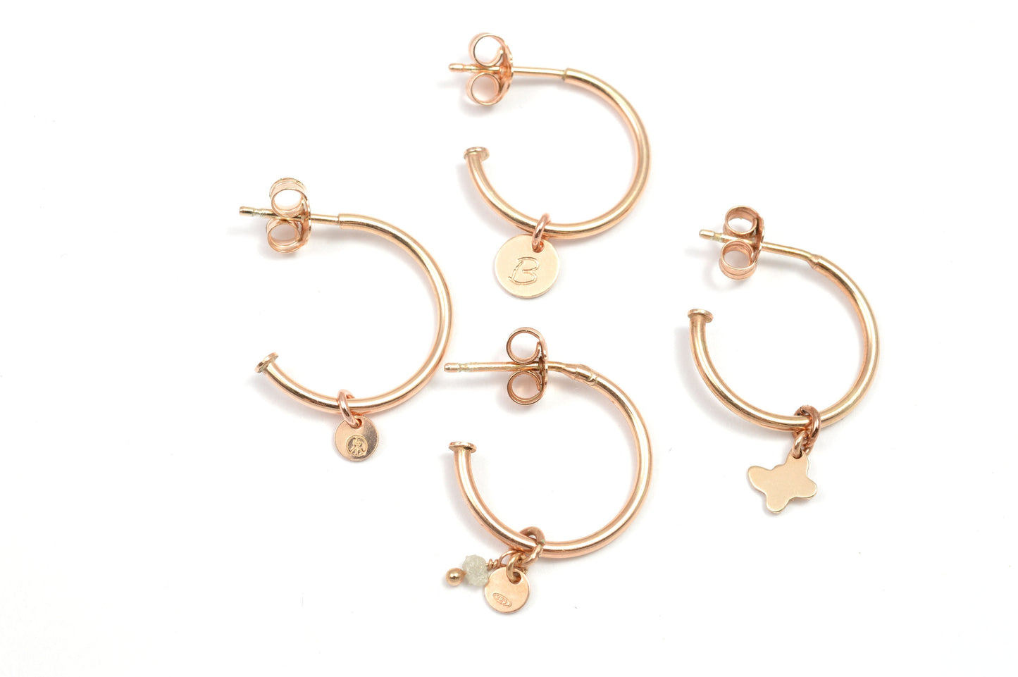 Creole roségold einzeln mit Anhänger personalisiert aus 925 Sterling Silber rosé vergoldet
