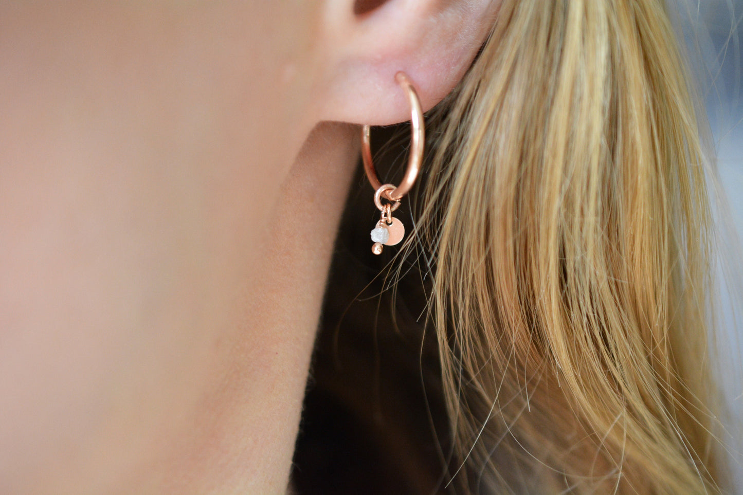 Creole roségold einzeln mit Anhänger personalisiert aus 925 Sterling Silber rosé vergoldet