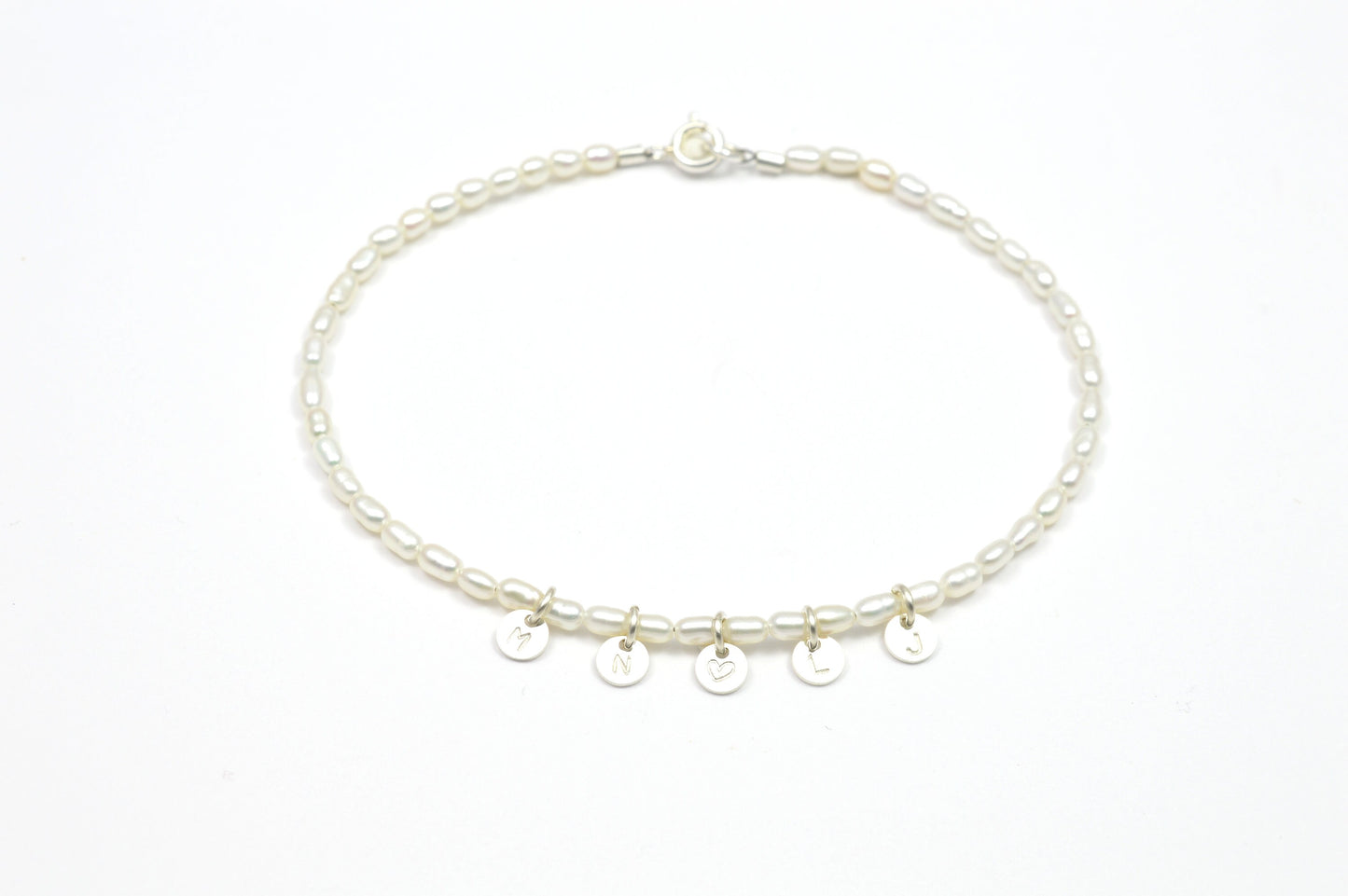Perlenarmband mit mini Anhänger aus 925 Sterling Silber