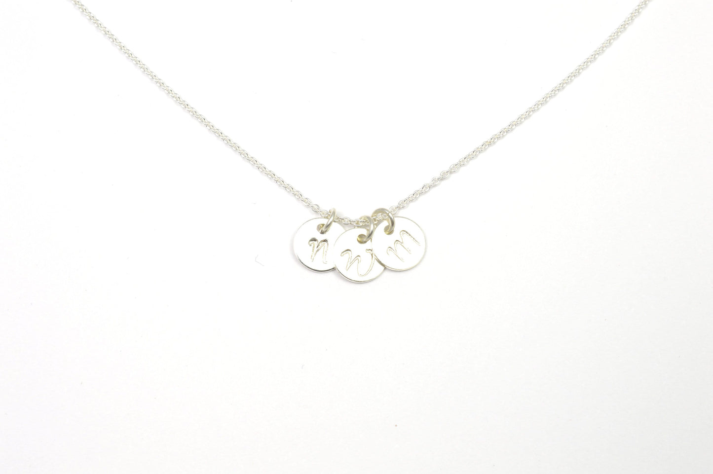 925 Sterling Silber Kette mit 6mm Plättchen mit Buchstabe