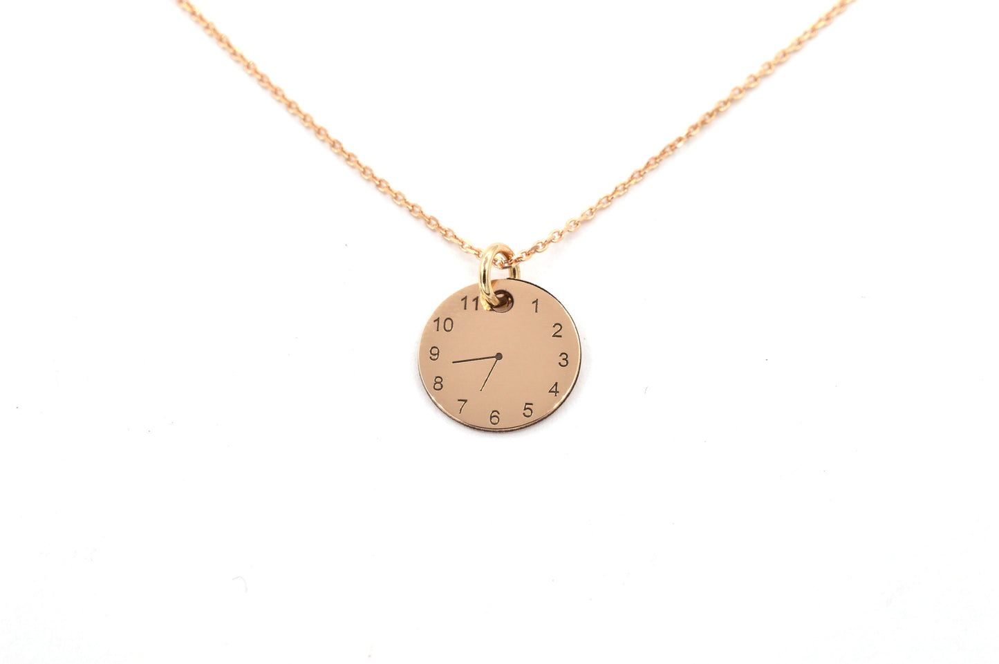 Kette mit Anhänger Uhrzeit - 10mm - 9 Karat Roségold