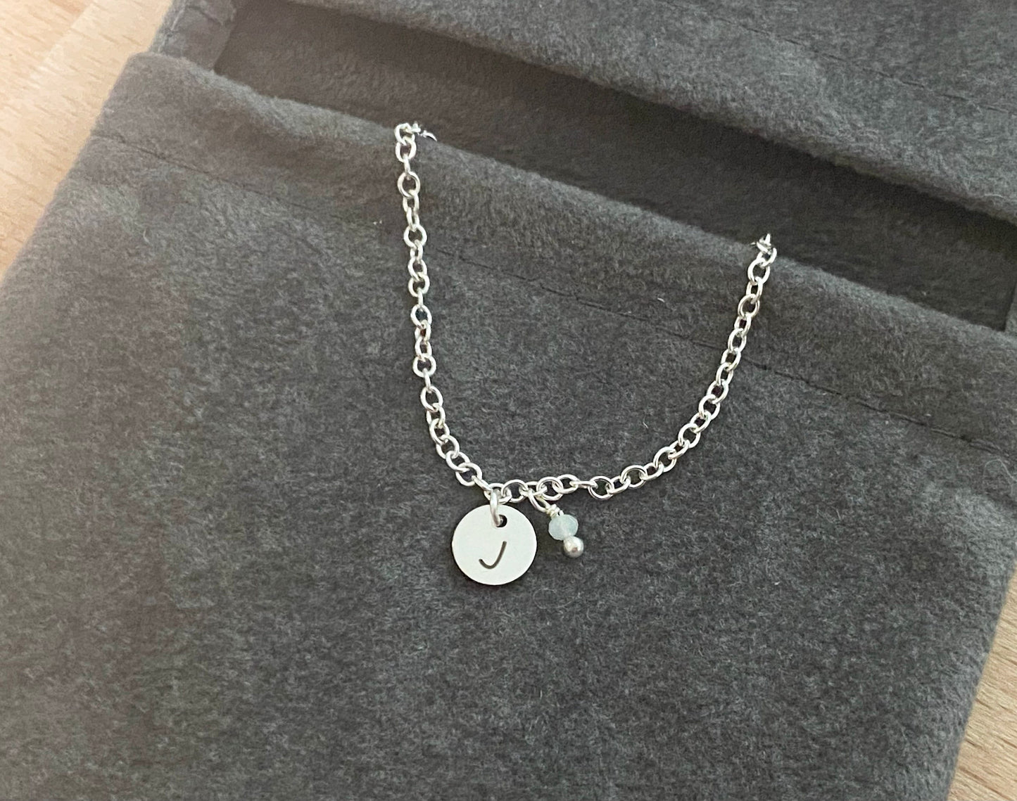 Armband mit Geburtsstein und Anhänger mit personalisierter Gravur 925 Sterling Silber
